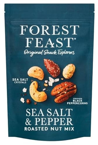 Forest Feast Sea Salt & Black Peppercorn Nut Mix, 120g Packs, Pack of 8