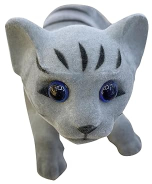 ZGUZMCMK Auto Dekoration Wackelnde Katze Niedliches Nicken Kopf Design Flockmaterial Handwerkskunst für Fahrzeug Schreibtisch Regal, GRAU