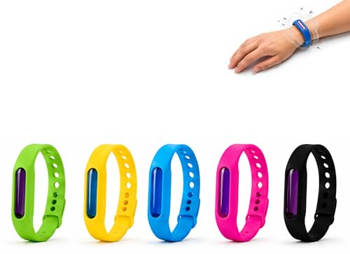 Bronoir Mücken-Abwehrbänder, 5/10er Set NatüRlicher Mückenschutz Für Kinder & Erwachsene, Verstellbares Silikon Abwehrband Wasserdicht für Camping Outdoor (5pcs)