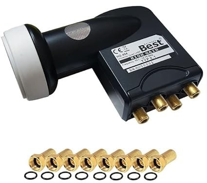 BEST GERMANY HG404 LNB Quad 0,1dB Full HD Compatible 4K Astra TNTSAT Fransat + 8 FICHES F