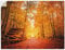 ARTland Wanddeko Wandtattoo selbstklebende Vinylfolie 60x45 cm Wald Bäume Natur Landschaft Herbst Blätter Landhaus S8QX