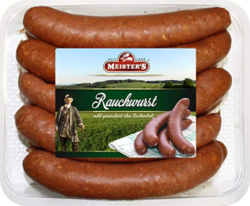 Echte Rauchwurst Buchenholz geräuchert | herzhafte Bautzner Wurst Delikatesse für BBQ Grill und Pfanne | 10 x 120g
