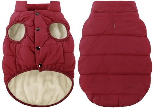 ASENKU Hundemantel für Kleine Hunde,Winddichte Hundejacke Winter wasserdichte Hundemantel mit Geschirr Fleece Warme Wintermantel Hund Kleidung für Chihuahua Dackel Französische Bulldogge S