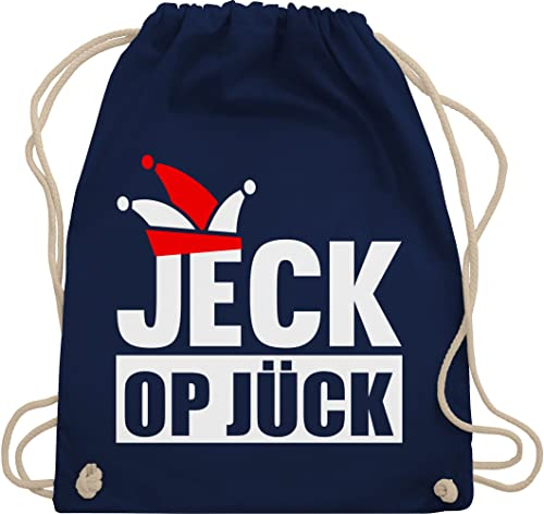 Shirtracer Turnbeutel Rucksack - & Fasching - Taschen - Jeck op Jück Rot Weiß I Rot Weiss Karneval Köln I Rut und Wiess Köln I Karnevals Jecken - Unisize - Navy Blau - beutel kölle karnevalsbeutel