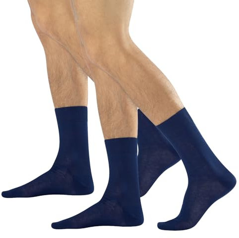CALZITALY Calze Uomo, Calze 100% FILO DI SCOZIA, Calze Corte e Lunghe, Gambaletti Cotone, 2 Paia | MADE IN ITALY (39-41, 2 PAIA CALZE CORTE - NAVY)