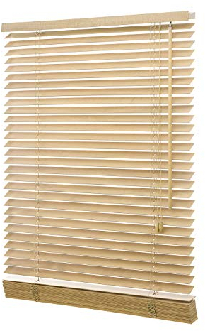 Ventanara® Holzjalousie 35mm Natur Holz Jalousie Jalousette Echtholz (120 x 130 cm)
