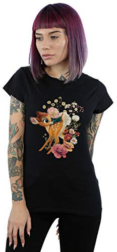 Disney Damen Bambi Meadow T-Shirt Schwarz Large