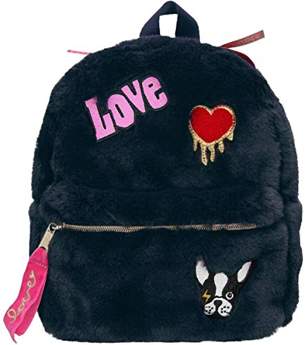 Depesche 10682 Rucksack aus Kunstfell, TOPModel, dunkelblau, ca. 23 x 20 x 10 cm
