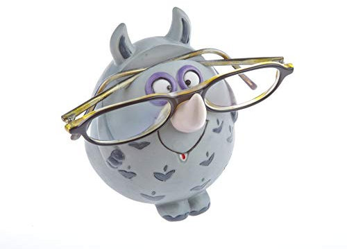 By-Bers Brillenhalter Uhu Eule Kautz handbemalt, lustig, für Spaßversteher und Junggebliebene, EIN schönes Designstück aus Polyresin (Brille_Nashorn)