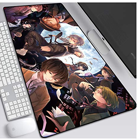 ITBT Mauspad Bungo Stray Dogs 800x300mm Anime-Mauspad, Tastatur-Mausmatten, erweiterte XXL-große professionelle Gaming-Mausmatte mit 3mm-Dicker Gummibasis, für Computer-PC, C.