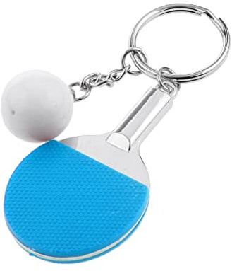 Perfeclan Mini Raquette de Tennis de Table et Balle Pendentif Porte-clés-Cadeau Amoureux de Pong, Bleu