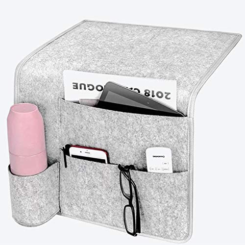 JIAAN Bett Organizer Tasche 2 Stück Bett Organizer zum Sofa Organizer Bett Organizer Betttaschen Sofa Hängeaufbewahrung Bettablage und Filztasche für Buch,Zeitschriften,Handy,Fernbedienung