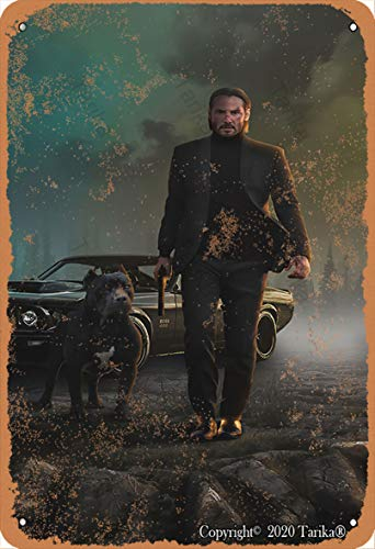 John Wick Walk With Dog Vintage-Look 20,3 x 30,5 cm Blech-Dekoration Malerei Schild für Zuhause, Küche, Badezimmer, Bauernhof, Garten, Garage, inspirierende Zitate Wanddekoration