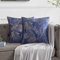 OMMATO Kissenbezug 55x55 cm Samt Gold Blätter Kissenbezüge Dekorative Kissenhülle Dekokissen für Sofa Schlafzimmer Wohnzimmer Königs Blau 2er Set