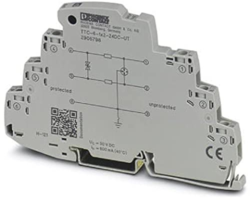 PHOENIX CONTACT TTC-6-1X2-24DC-UT Überspannungsschutz für einen 2-adrigen Erdpotenzialfrei Betriebenen Signalkreis, z. B. 0(4) ... 20 mA Stromschleife, HART-fähig