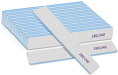 Lime per unghie per unghie naturali e artificiali o unghie spesse, 180/240 grit, 12 grit, lime per unghie a doppia faccia, lime per unghie per manicure professionale