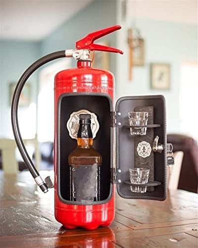 Fire Extinguisher Mini Bar Handmade Metal Mini Bar Gift Creative Fire Extinguisher Shape Wine Storage System Gift for Whisky Loving Fireman Novelty Bar Camping Picnic