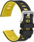 WOCCI 20mm Zweifarbig Uhrenarmband, Silikon Kautschuk, Ersatzband für Herren und Damen, Silberne Edelstahlschnalle (Schwarz-Gelb)