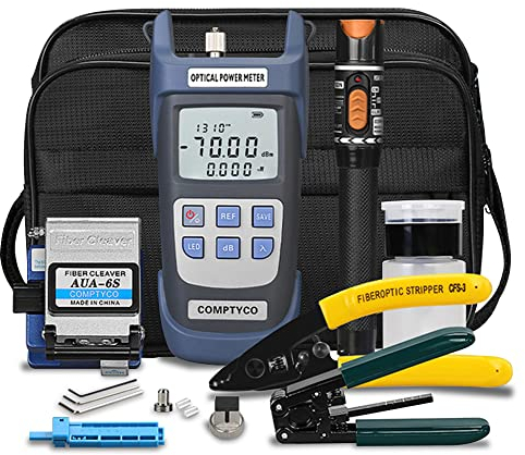 Kit de Herramientas de Fibra FTTH, 70dbm ~ + 10dbm medidor de Potencia de Fibra óptica y localizador de fallas visuales de 10 MW, Cortadora de Fibra AUA-6S (Mixed Color)