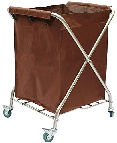 JYCCH Carros móviles, Carro clasificador de Limpieza Plegable para Cuarto de Lavado, X-Cart Plegable Comercial con Marco de Acero Inoxidable, Bolsas extraíbles, 4 Ruedas/Gris (marrón)