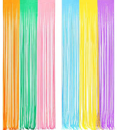 Schulkind Lametta Vorhänge Pastell - GREATRIL Dopamin Party Vorhang Metallic Regenbogen Geburtstag Folien Fransen Fotowand für Einschulung Donut Frühling Obst Eiscreme Frutti Ostern Party Deko