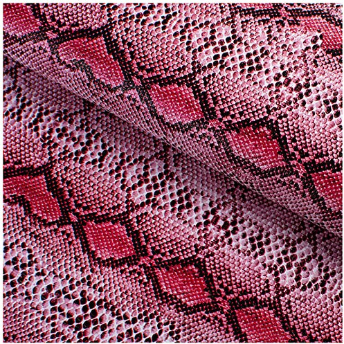 SAVAAL Leder Stoff Hell-Pink Schlangenmuster Leder,0,6mm Dick Kunstleder,PU Kunstleder Stoff Polster Handwerk DIY Nähen Sofa Handtasche Auto Futter Autositz - 138cm X 100cm(Size:1M)