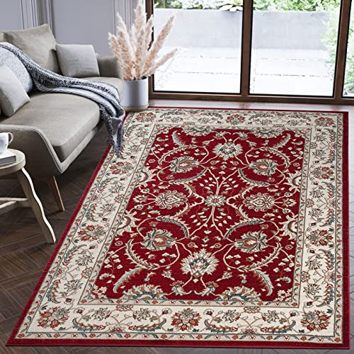 Mazovia Tappeto Salotto Moderno Pelo Corto - Tappeti Moderni Soggiorno - Tappeti Camera da Letto - Tappeti Salotto Grandi Dimesnioni - Motivo Orientale - Rosso - 80x150 cm