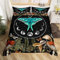 Bleu Goth Moth Housse de Couette 220x240,Bohème Trippy Champignons Literie Phase de Lune Couvre Lit,Libellule Papillon Ensemble de Literie,Psychédélique Galactique Flash Star Housse de Couette