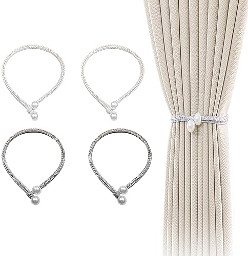 RTRTGS 4 Piezas Abrazaderas Cortinas, Hebillas Cuerda con Detalle de Coral de Gancho para la Decoración de Cortinas