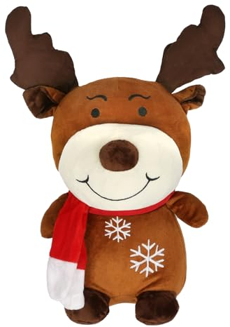 LOHAME Weihnachten Elch Kuscheltier 39 x 28.5cm Groß Rentier Plüsch Elchpuppe Plüschtier Weihnachtselch Stofftier Elch Puppe Weihnachtsdeko Weihnachten Geschenke für Kinder Jungen Mädchen