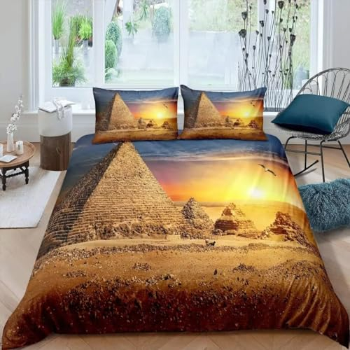 TaRvit Bettwäsche 135x200 Pyramide Bettbezug 135 x 200 äGyptisch 2 teilig Set, Mikrofaser Bettwäsche Set und 1 Kissenbezug 80x80, Weiche Atmungsaktive Bettwäsche-Sets mit Reißverschluss