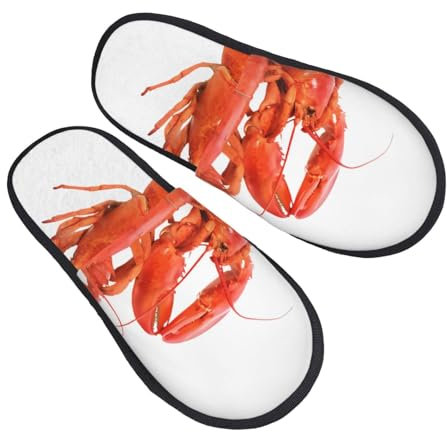 Lobster Print Furry Slipper Für Damen Herren Winter Fuzzy Hausschuhe Weiche Warme Haus Hausschuhe Für Indoor Outdoor Geschenk M, Schwarz , Large X-Large