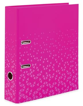 HERMA Ordner A4 Farbe Pink Set, 5 Stück, 7 cm breit, Kinder Ringordner mit Muster, einfarbiger Aktenordner mit glänzender Veredelung und Innendruck für Jungen und Mädchen