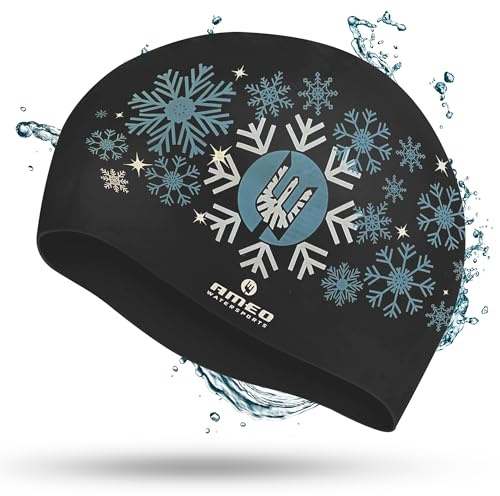 AMEO Premium Silikon Badekappe für Damen & Herren | Elastische Swim Cap Wasserdicht – Komfortable Schwimmhaube für Erwachsene & Jugendliche