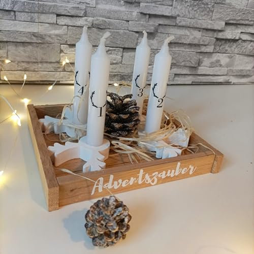 Adventskranz - Mini Adventskranz - Adventsdeko - weiß - aus Raysin und Holz