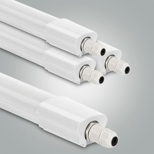 LED Universum 4er-Set Feuchtraumleuchten 60cm 18W 2160lm tageslichtweiß 6500K - IP65 - verknüpfbar - Kellerleuchte Nassraumleuchte Feuchtraum-Wannenleuchte mit Steck-Klemmen L670xB46xH34mm