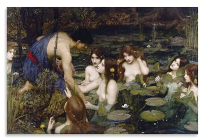 REDCHAMBER Hylas und die Nymphen John William Waterhouse Maler-Poster Kunstwerke Kunstdruck Poster Wandkunst Gemälde Leinwand Dekor Heimposter 20 x 30 cm