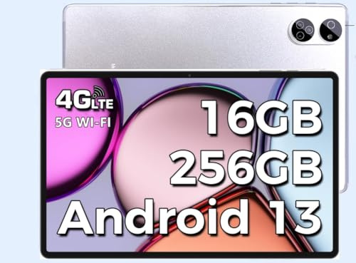 JXCNSNW Android-Tablet 10,1 Zoll, 4G LTE Dual-SIM, 16 GB RAM, 256 GB Speicher, unterstützt Erweiterung von 1 TB, IPS-Touchscreen, Dual-Kamera, WiFi/WLAN/Bluetooth/GPS, TYD-109