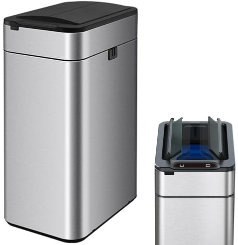 Poubelle À Capteur Automatique En Acier Inoxydable, Grande Poubelle Avec Couvercle, Peu Encombrante, Résistante Aux Empreintes Digitales, For Salon, Chambre À Coucher ( Color : Silver , Size : 60L )