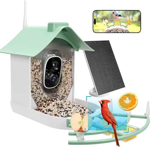 Bird Feeder with Camera, Smart Bird House with Cam,HD AI Identify Bird Species Watching Camera, Solar Powered, Auto Capture Bird Videos & Motion Detection, Gift for Bird Lover
