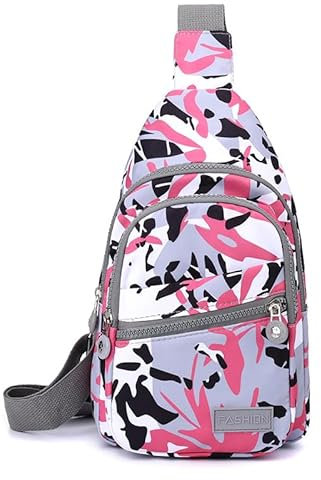 Hrlace Brusttasche Damen Sling Bag Klein Umhängetasche Damen Stylisch Crossbody Bag Bauchtasche Crossover Crossbag Schulter Gürteltasche mit Breiten Gurt für Outdoorsport/Reisen/Einkaufen Buntes 1#