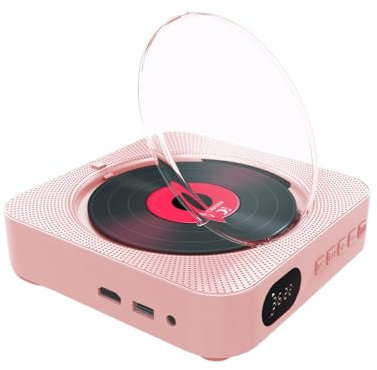 EIOLWJIEO DVD Multimedia Player, Bluetooth, integrierter Lautsprecher, 1080P HD Ausgang, Zwei Lautsprecher, Fernbedienung, AV Ausgang, Disc Player, ABS, Rosa