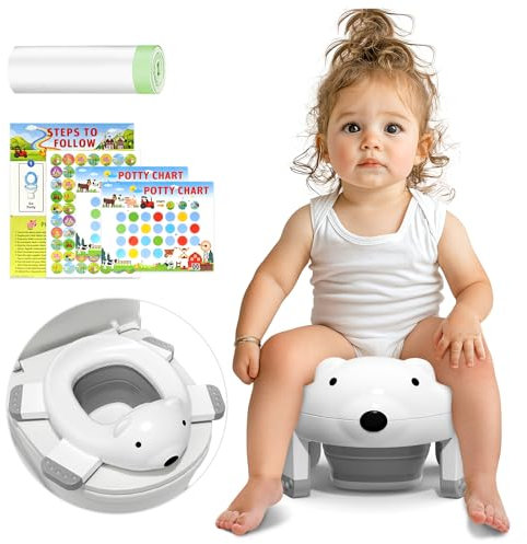 COOSEYA Pot Bebe Toilette Portable Pour BéBé à Bambin, SièGe De Toilette Pliant, Pot Pliable Enfant Voyage GarçOns Filles IntéRieur Et ExtéRieur