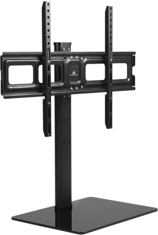 Maclean Universal TV-Ständer für für 32-75 Zoll Fernseher bis zu 40 kg | Höhenverstellbar in 3 Höhen | Max.VESA 600x400 mm | TV Standfuss Fernsehständer | Sockel aus gehärtetem Glas