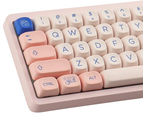 Sunzit Keycaps Lot de 148 touches PBT Keycaps MOA Profil Dye-Sub Mignon Rose Keycaps pour interrupteur Cherry MX ISO/ANSI UK Layout 104/87/74/60 Clavier de jeu mécanique