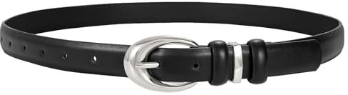 JasGood Damen Ledergürtel für Jeans Hosen Mode Damen Skinny Kunstleder Kleid Gürtel mit Silber Schnalle