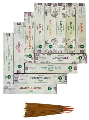 Stamford Masala Vegane Räucherstäbchen, verschiedene Packungen, 180 Stück, exklusive vegane Kollektion, ideal für Meditation, Yoga, Aromatherapie, Entspannung