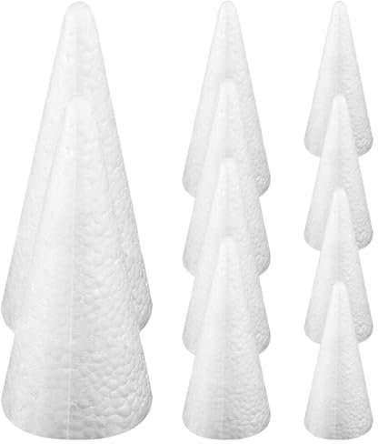 Jorzer Kegel zum Basteln Styroporkegel 10 Stück Schaumstoffkegel für Weihnachtsbastelbedarf Verschiedene Größen Bastelkegel für Weihnachtsbaumwichtel Basteln von Kunstprojekten