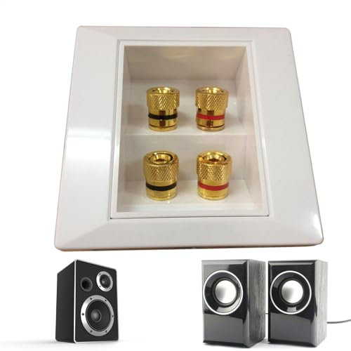 Speaker Junction Box - Speaker Wall Outlet | Home Audio Accessories Wall Outlet Banana Binding Posts, Home Theater Wall Plate, Audio Wall Plates for Speaker Wire