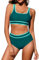 FemiChic Maillot de Bain Femme 2 Pieces Ensemble Bikini Chic Push Up Rembourré Taille Haute Bas de Maillots Deux Pièces Plage Piscine Grande Taille Été(Turquoise,L)